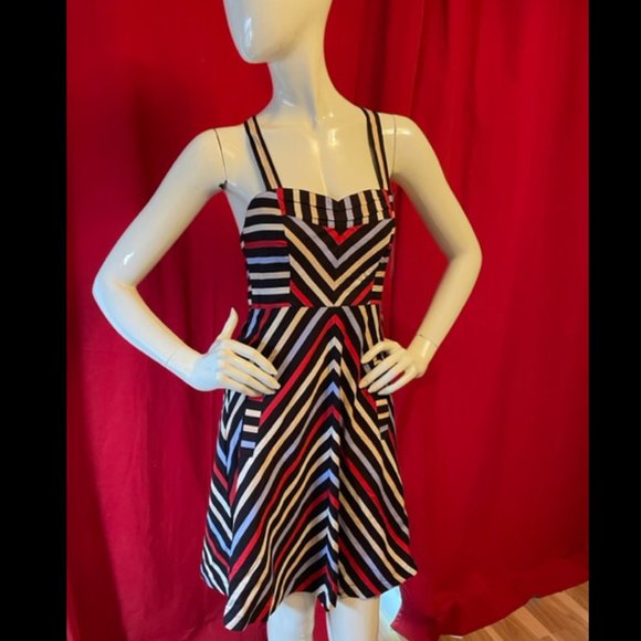 Kimchi Blue Striped Sweetheart Mini Dress Size Small - Picture 2 of 6
